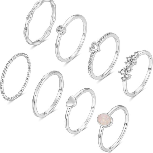 8-12PCS 14K Gold Stacking Ring Set for Women Dainty Thumb Stackable Rings Gold H - Picture 1 of 6